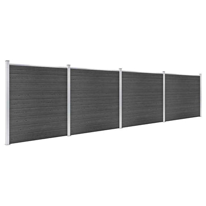 vidaXL Fence Panel Set WPC 699x186 cm Black 2
