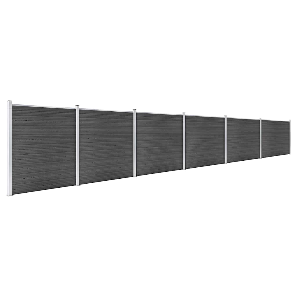 vidaXL Fence Panel Set WPC 1045x186 cm Black 2