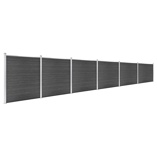 vidaXL Fence Panel Set WPC 1045x186 cm Black 2