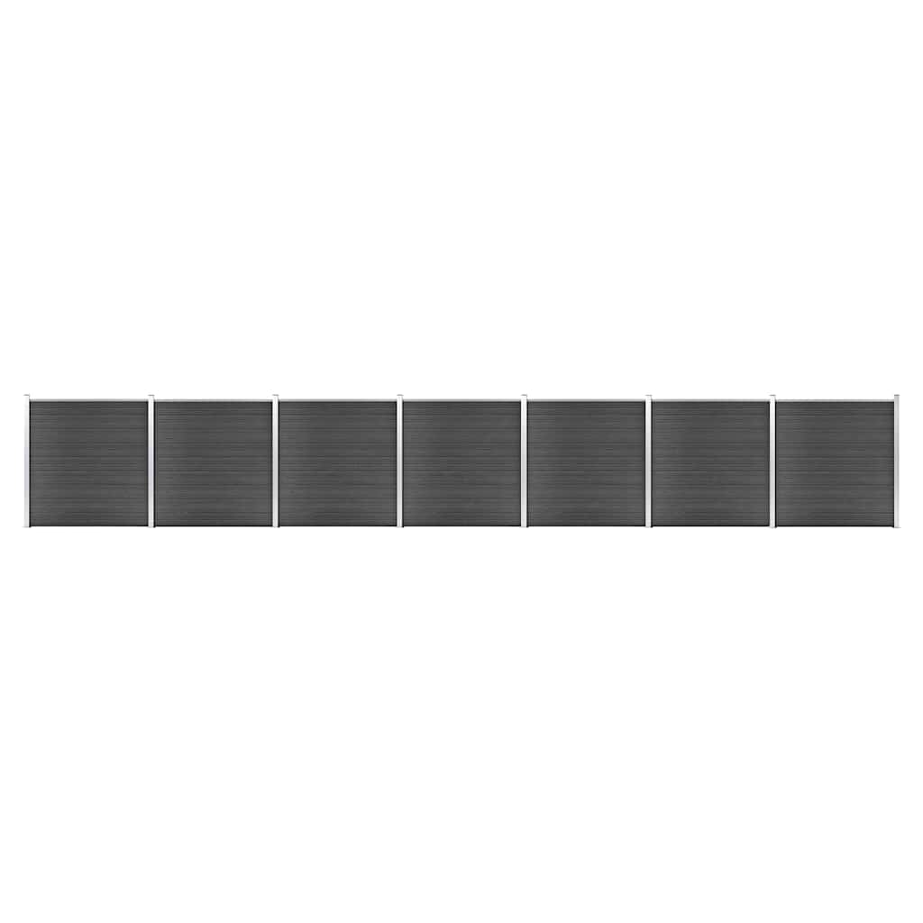 vidaXL Fence Panel Set WPC 1218x186 cm Black 1
