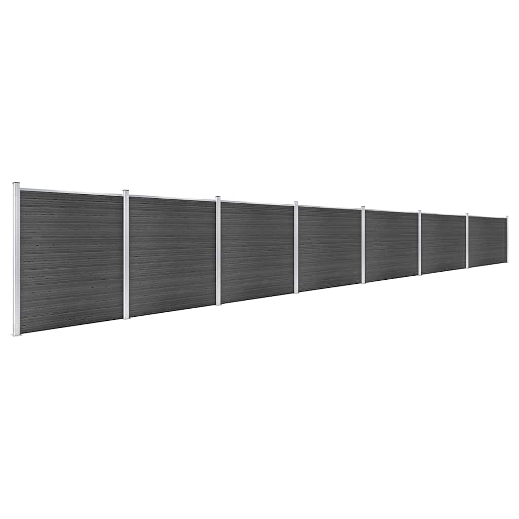 vidaXL Fence Panel Set WPC 1218x186 cm Black 2