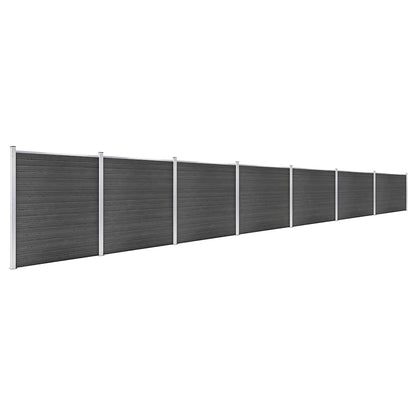vidaXL Fence Panel Set WPC 1218x186 cm Black 2