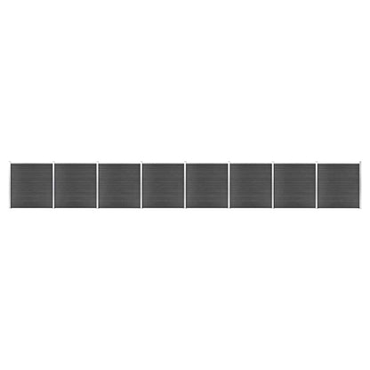vidaXL Fence Panel Set WPC 1391x186 cm Black 1