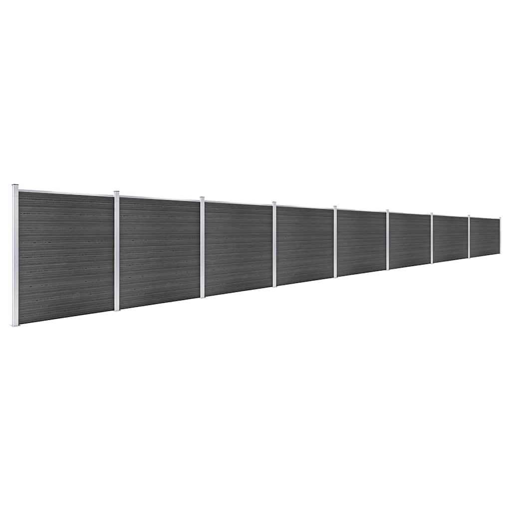 vidaXL Fence Panel Set WPC 1391x186 cm Black 2
