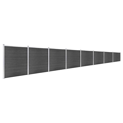 vidaXL Fence Panel Set WPC 1391x186 cm Black 2