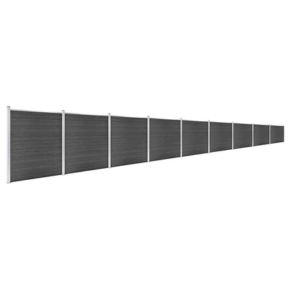 vidaXL Fence Panel Set WPC 1564x186 cm Black 2