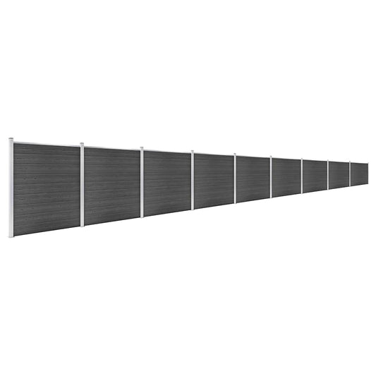 vidaXL Fence Panel Set WPC 1564x186 cm Black 2