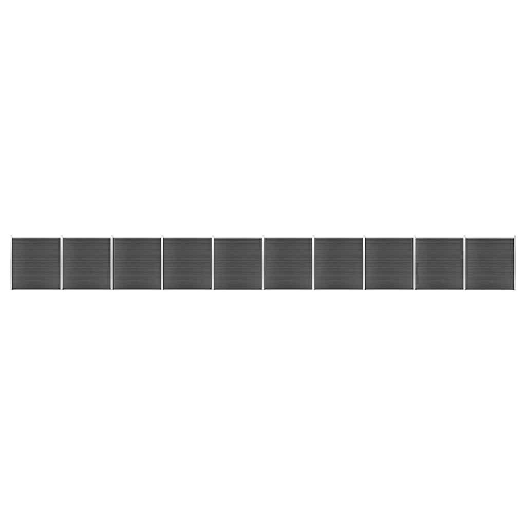 vidaXL Fence Panel Set WPC 1737x186 cm Black 1