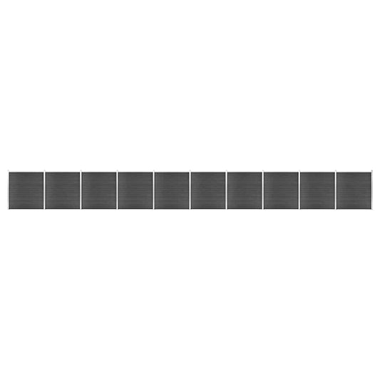 vidaXL Fence Panel Set WPC 1737x186 cm Black 1