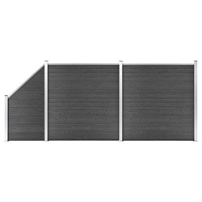 vidaXL Fence Panel Set WPC 446x(105-186) cm Black 1