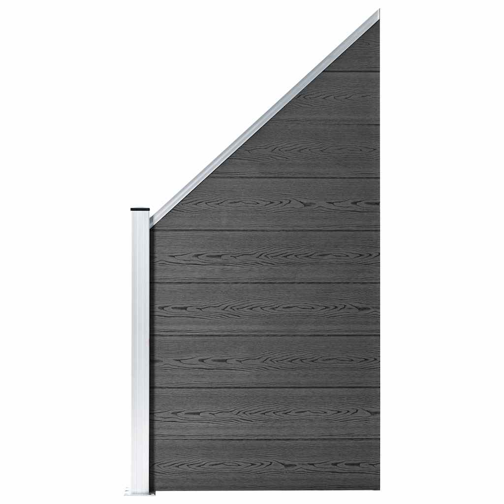vidaXL Fence Panel Set WPC 446x(105-186) cm Black 2