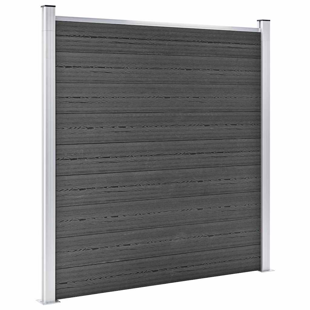 vidaXL Fence Panel Set WPC 446x(105-186) cm Black 3