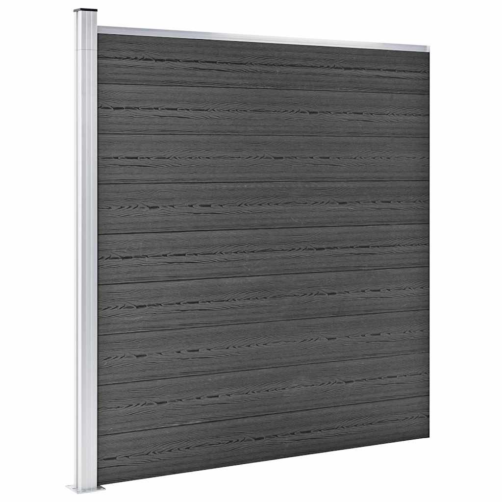 vidaXL Fence Panel Set WPC 446x(105-186) cm Black 4