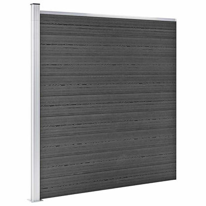 vidaXL Fence Panel Set WPC 446x(105-186) cm Black 4