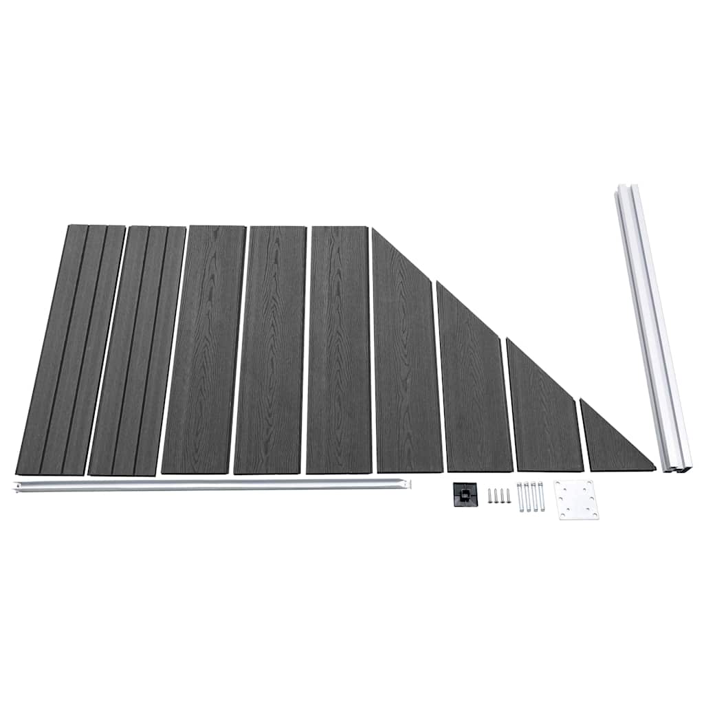 vidaXL Fence Panel Set WPC 446x(105-186) cm Black 5