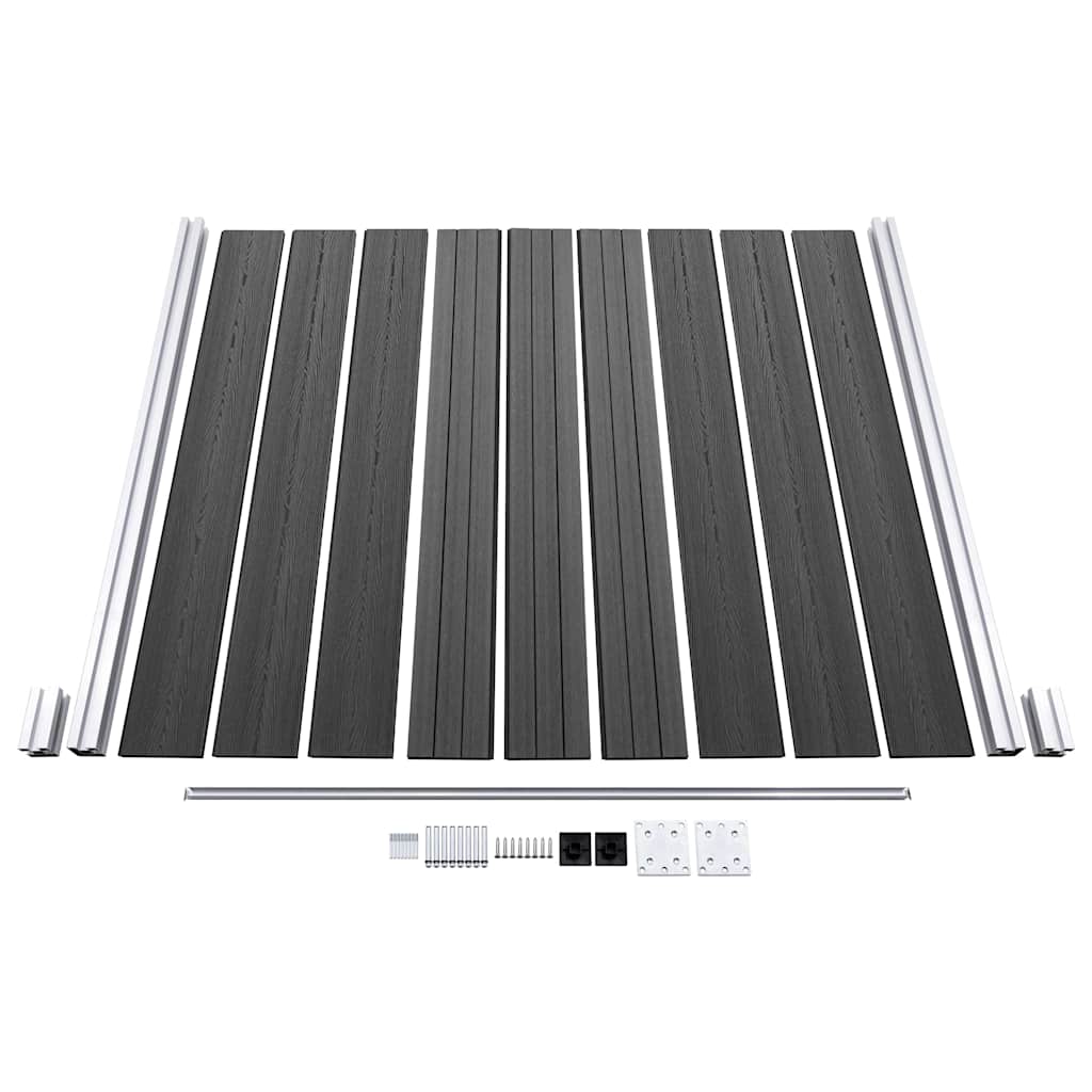 vidaXL Fence Panel Set WPC 446x(105-186) cm Black 6