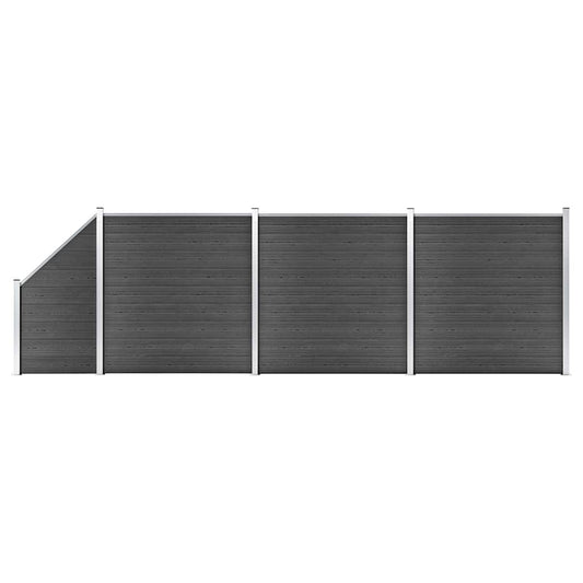 vidaXL Fence Panel Set WPC 619x(105-186) cm Black 1