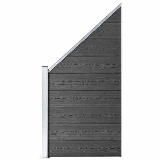 vidaXL Fence Panel Set WPC 792x(105-186) cm Black 2