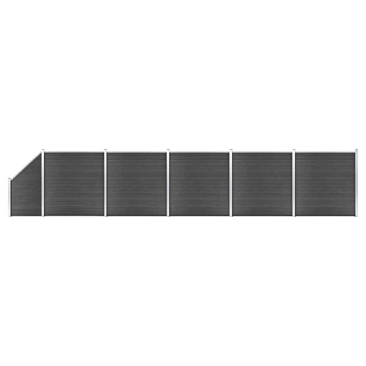 vidaXL Fence Panel Set WPC 965x(105-186) cm Black 1