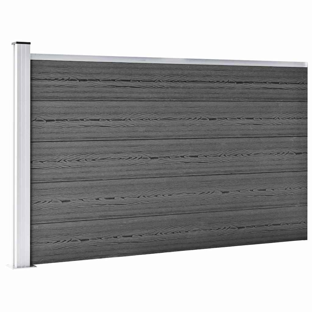 vidaXL Fence Panel Set WPC 526x105 cm Black 4