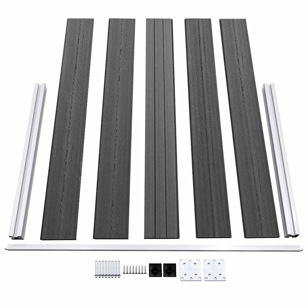 vidaXL Fence Panel Set WPC 526x105 cm Black 5