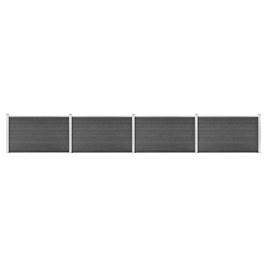 vidaXL Fence Panel Set WPC 699x105 cm Black 1