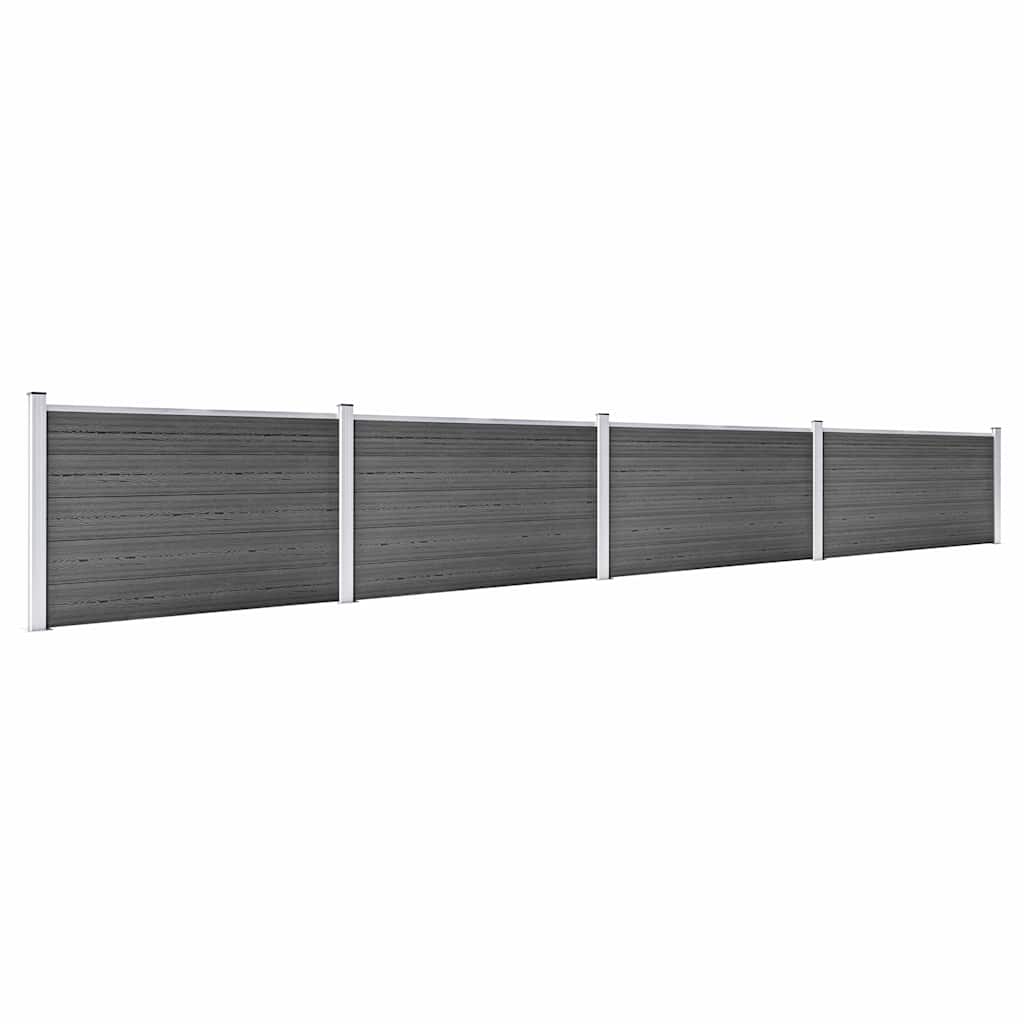 vidaXL Fence Panel Set WPC 699x105 cm Black 2