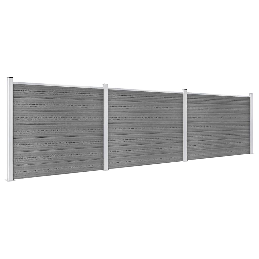 vidaXL Fence Panel Set WPC 526x146 cm Grey 2