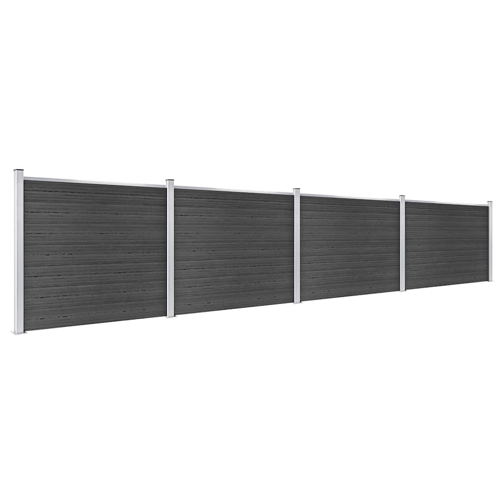 Fence Panel WPC 180x146 cm Grey 4 sections