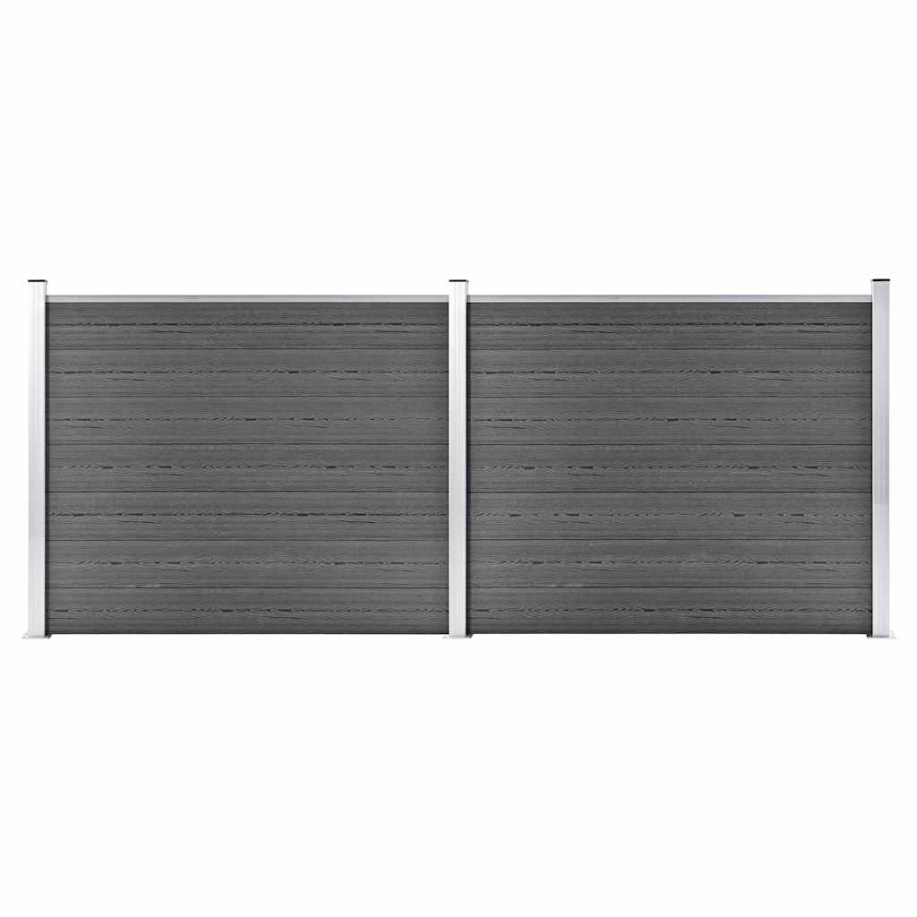 vidaXL Fence Panel Set WPC 353x146 cm Black 1