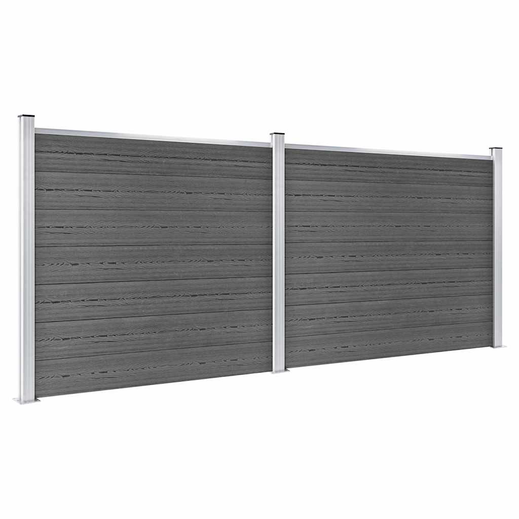 vidaXL Fence Panel Set WPC 353x146 cm Black 2