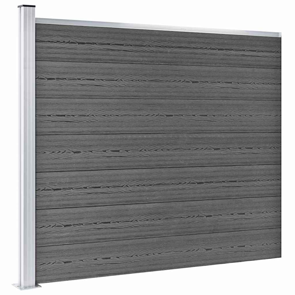 vidaXL Fence Panel Set WPC 353x146 cm Black 3