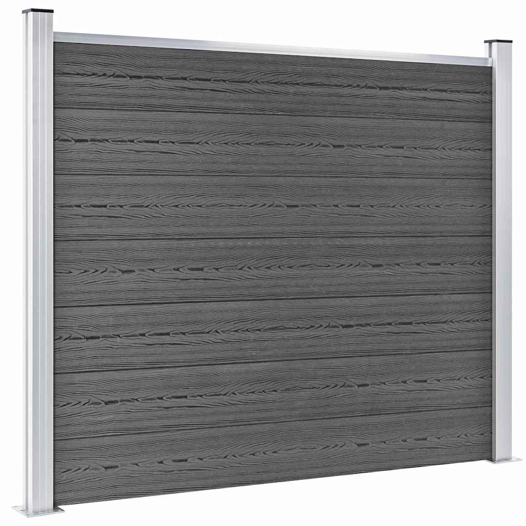 vidaXL Fence Panel Set WPC 353x146 cm Black 4