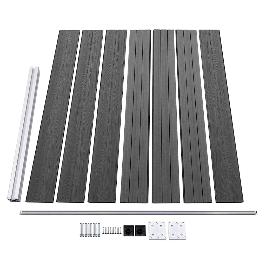 vidaXL Fence Panel Set WPC 353x146 cm Black 5
