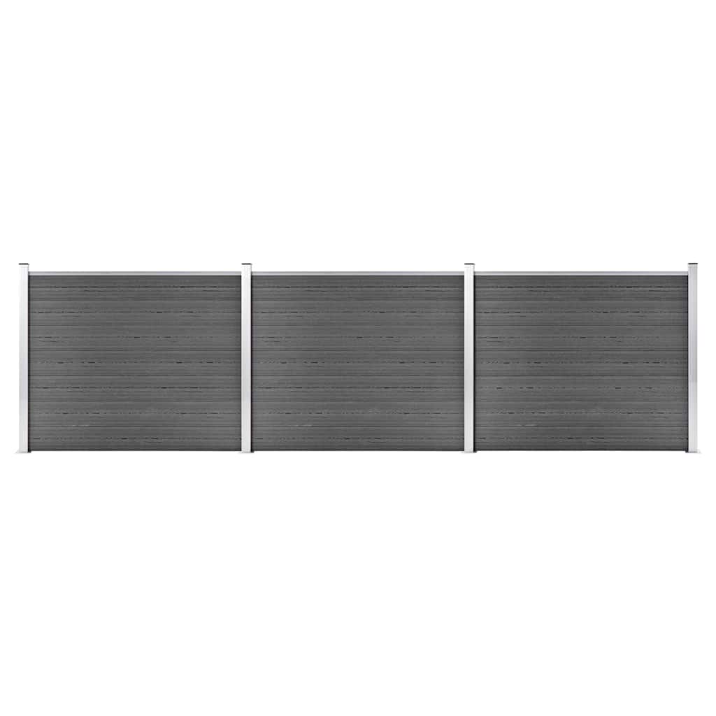 vidaXL Fence Panel Set WPC 526x146 cm Black 1