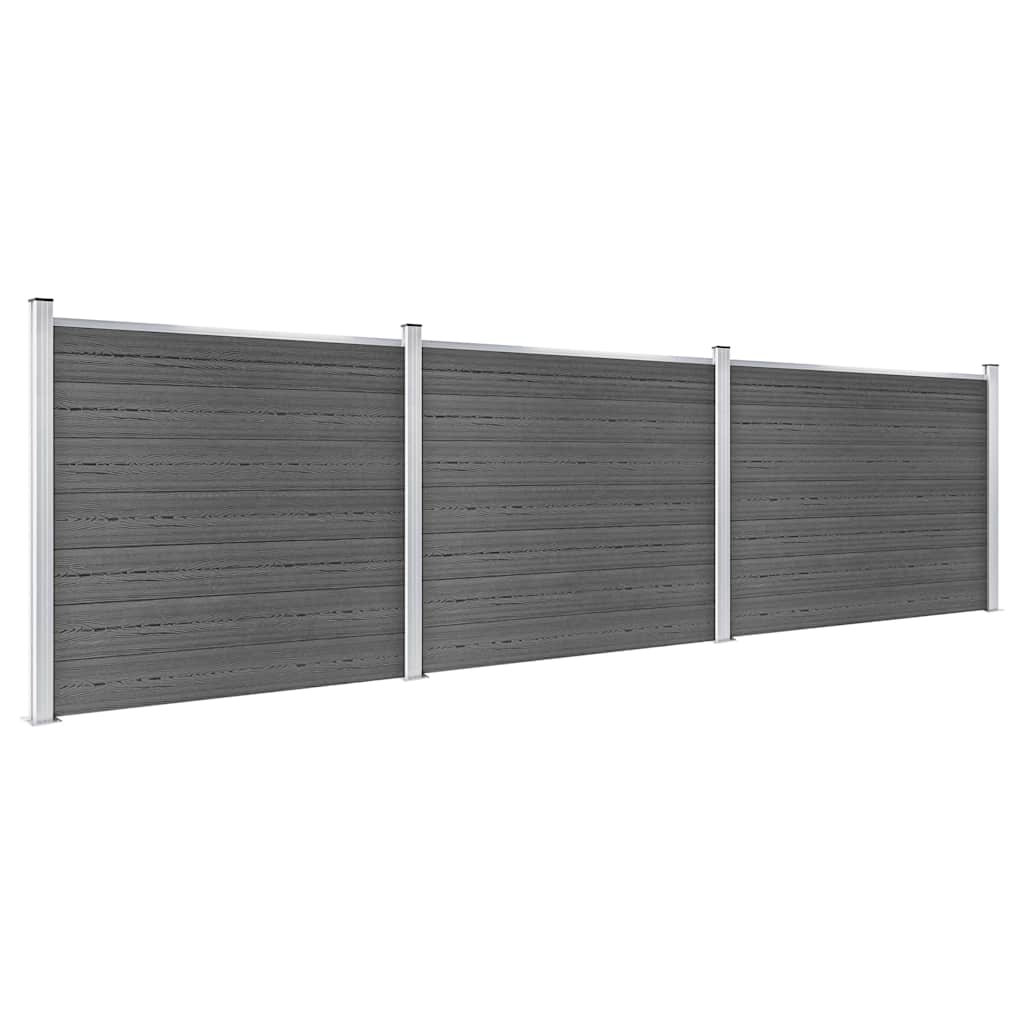 vidaXL Fence Panel Set WPC 526x146 cm Black 2