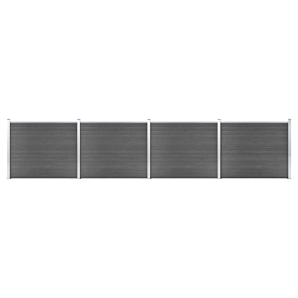 vidaXL Fence Panel Set WPC 699x146 cm Black 1
