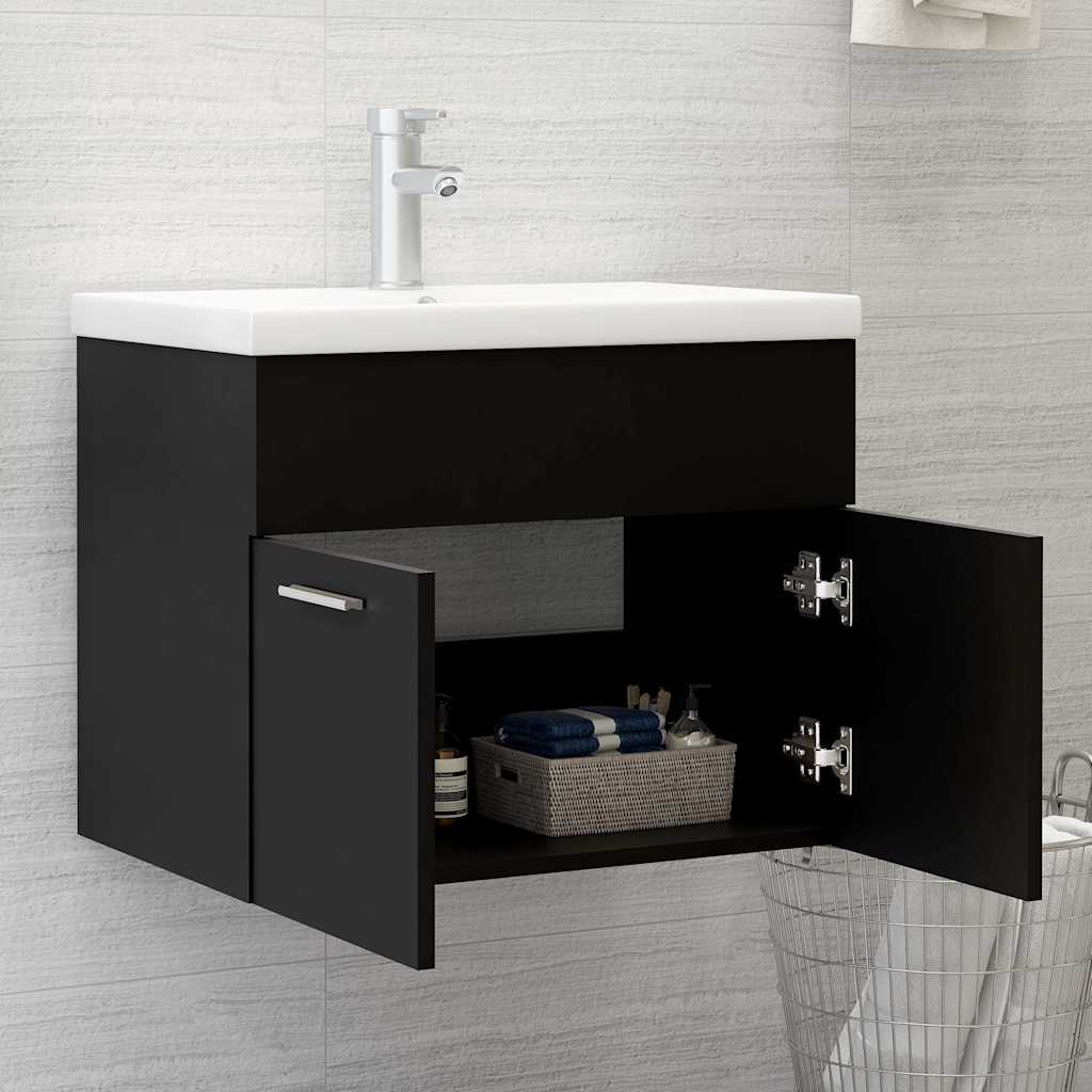 Bathroom Furniture Set Engineered Wood 60 x 38.5 x 46 cm Black