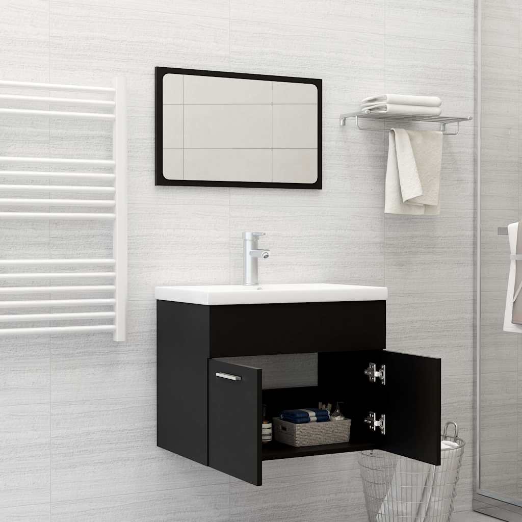Bathroom Furniture Set Engineered Wood 60 x 38.5 x 46 cm Black
