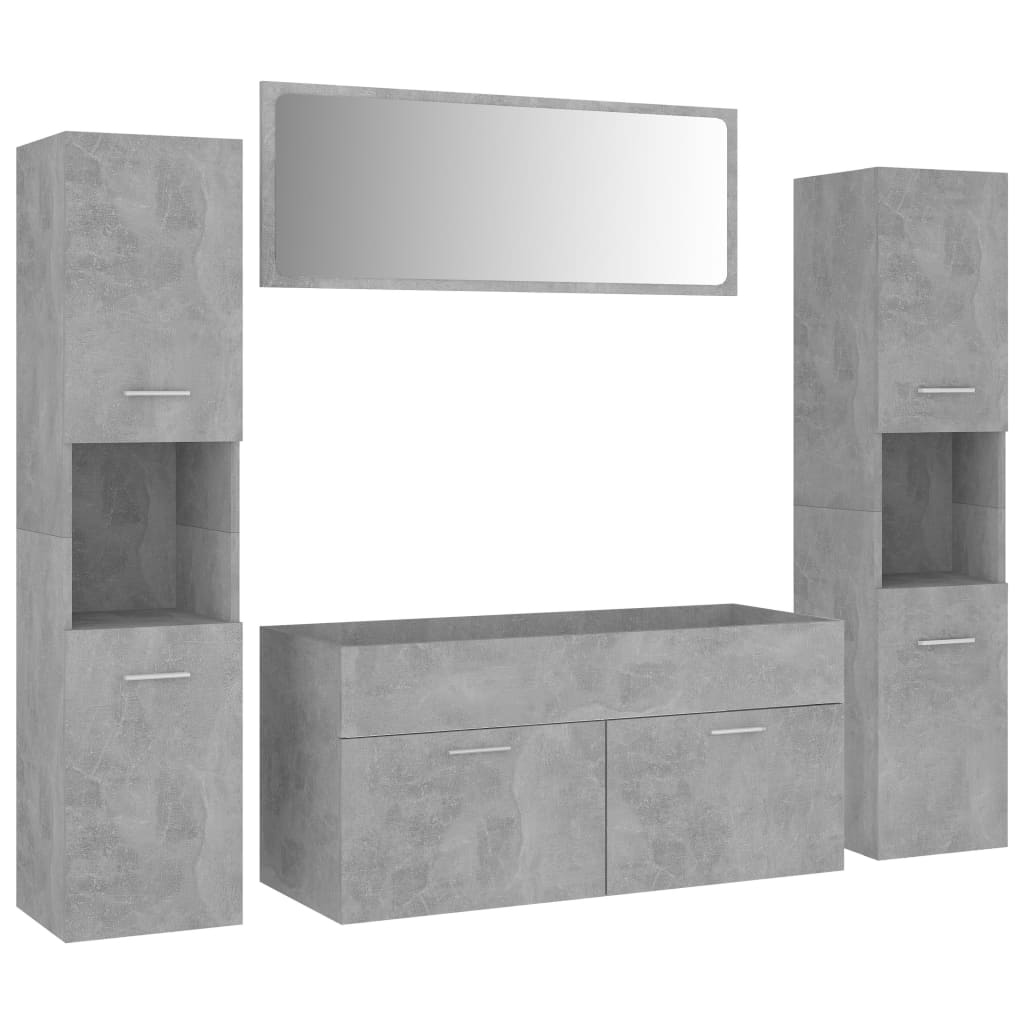 vidaXL Bathroom Furniture Set Concrete Grey Engineered Wood