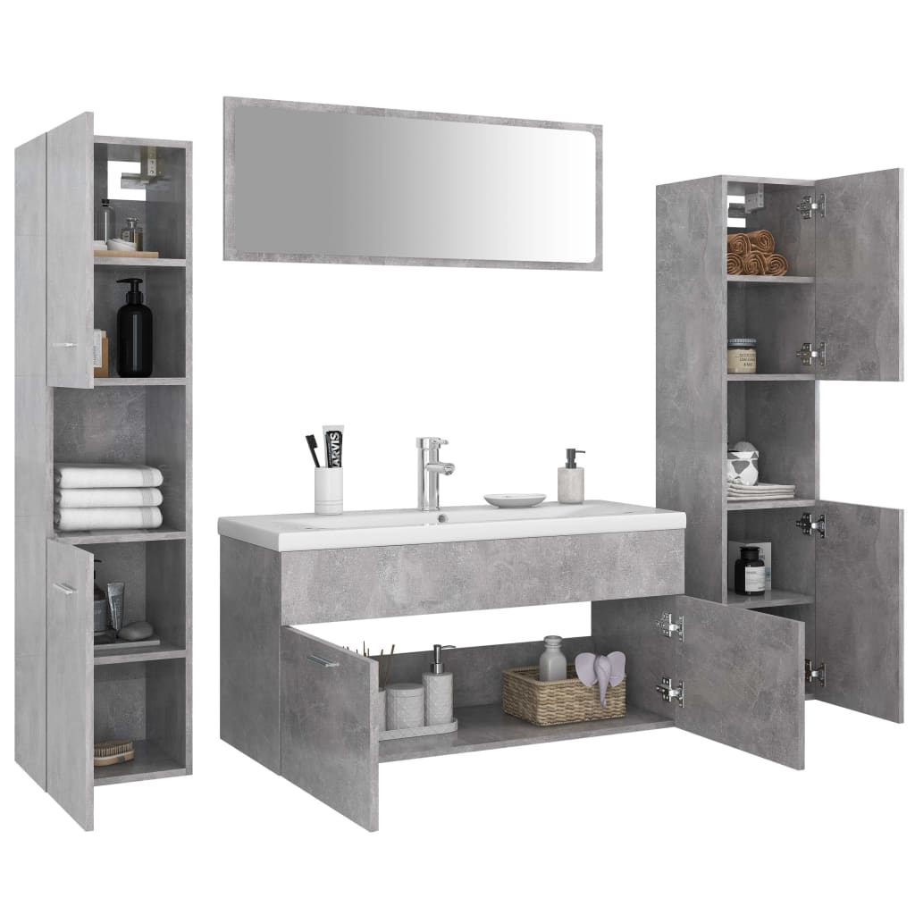 vidaXL Bathroom Furniture Set Concrete Grey Engineered Wood