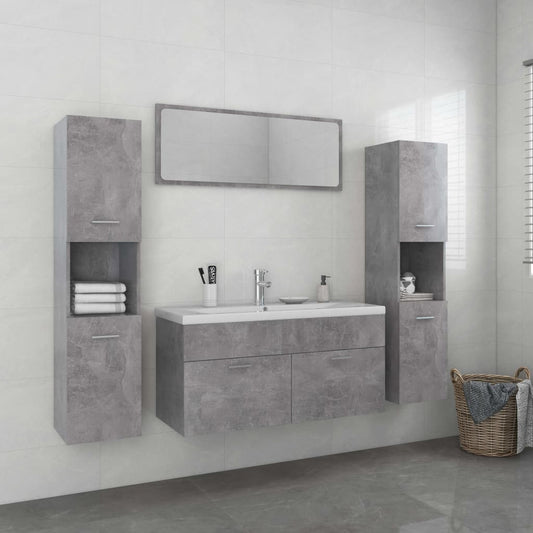 vidaXL Bathroom Furniture Set Concrete Grey Engineered Wood