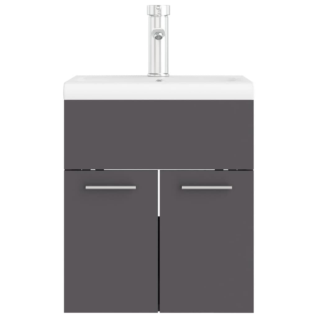 vidaXL Sink Cabinet with Built-in Basin Grey Engineered Wood