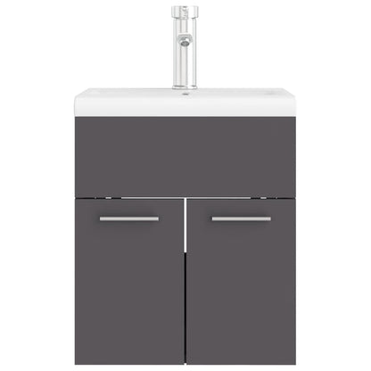 vidaXL Sink Cabinet with Built-in Basin Grey Engineered Wood