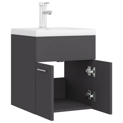 vidaXL Sink Cabinet with Built-in Basin Grey Engineered Wood