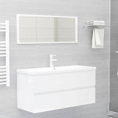 vidaXL Sink Cabinet with Built-in Basin High Gloss White Engineered Wood