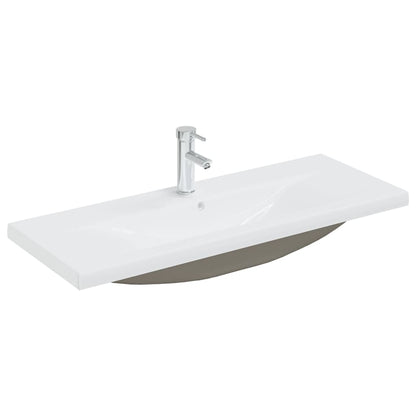 vidaXL Sink Cabinet with Built-in Basin High Gloss White Engineered Wood