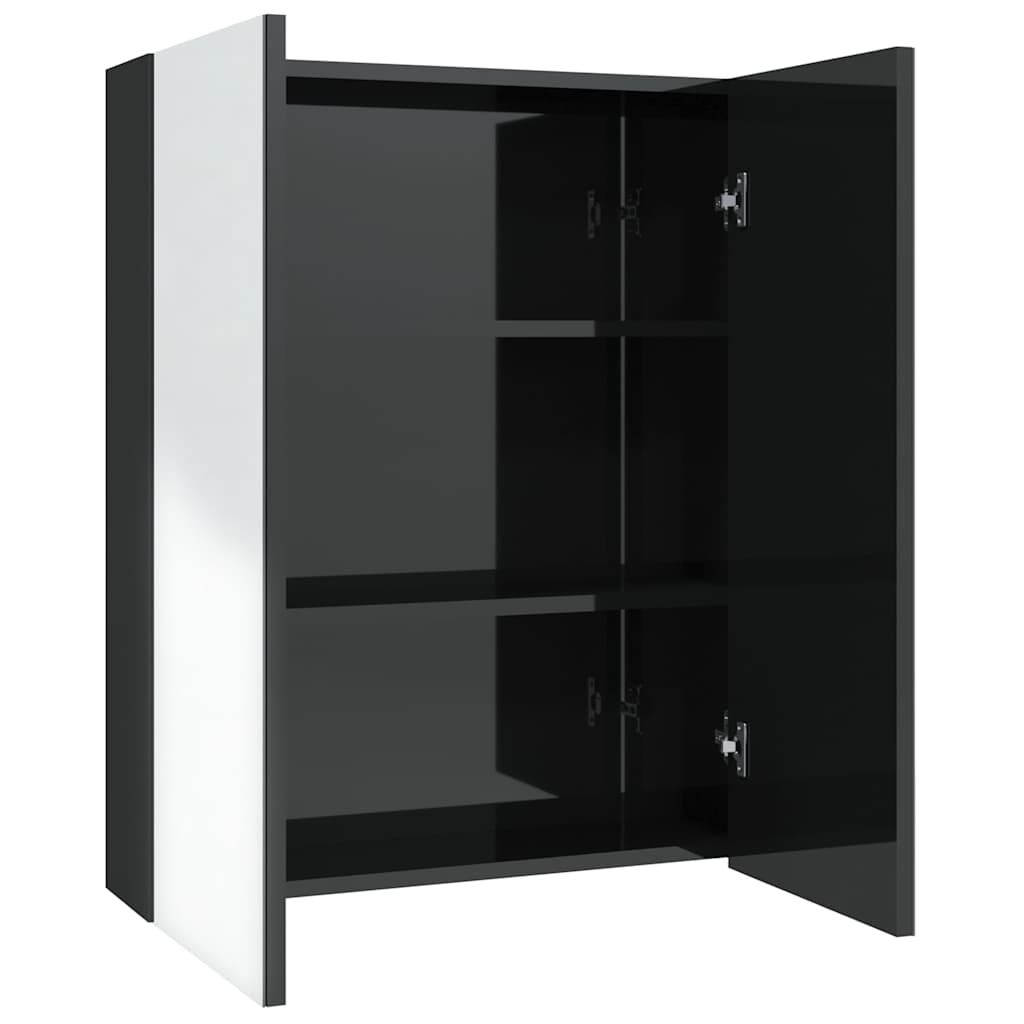 Bathroom Mirror Cabinet 60x15x75 cm MDF Shining black