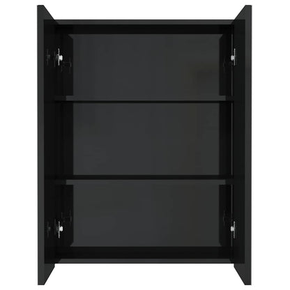 Bathroom Mirror Cabinet 60x15x75 cm MDF Shining black