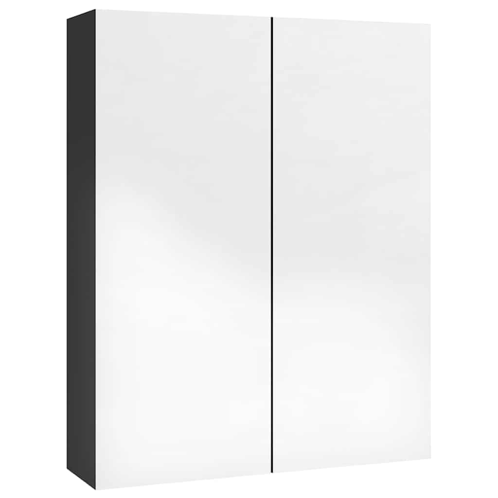 Bathroom Mirror Cabinet 60x15x75 cm MDF Shining black